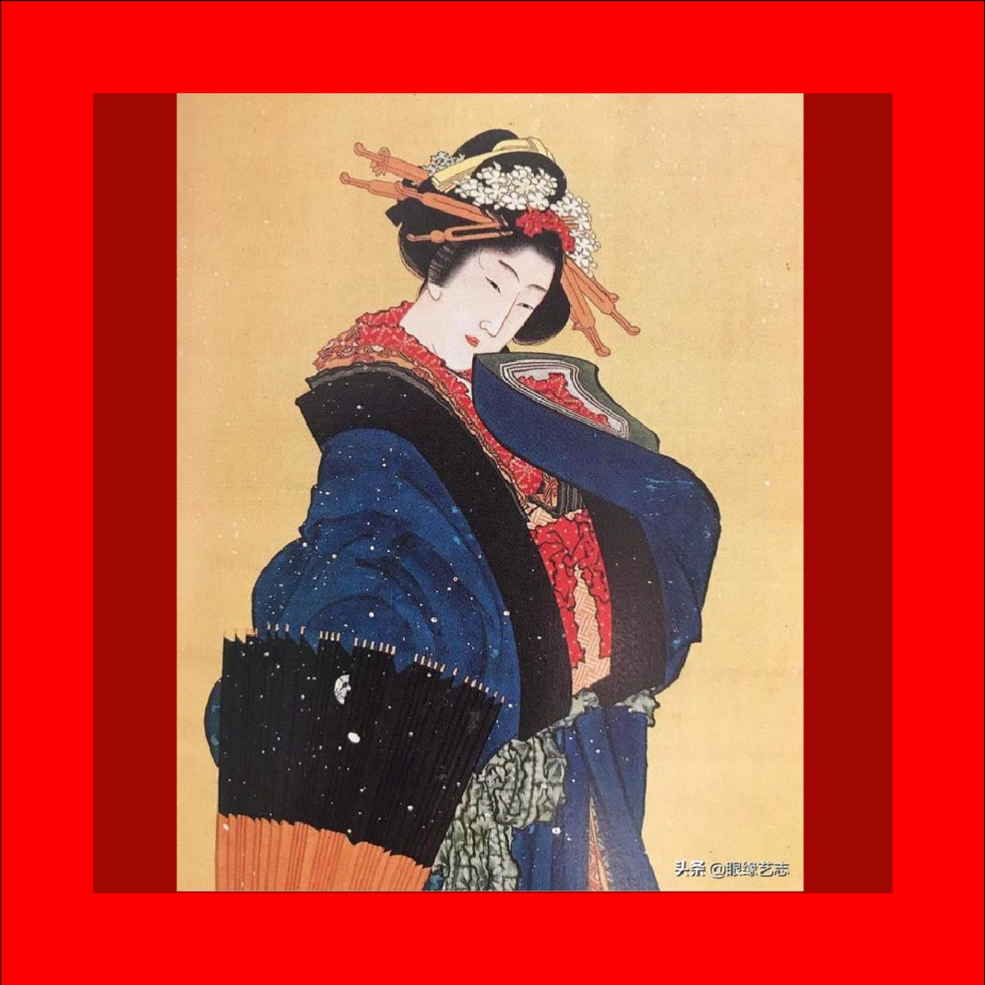 【元瓅玩樂誌】每週一畫 EP06__葛飾北齋、雪中持傘美人圖 | 元瓅書坊