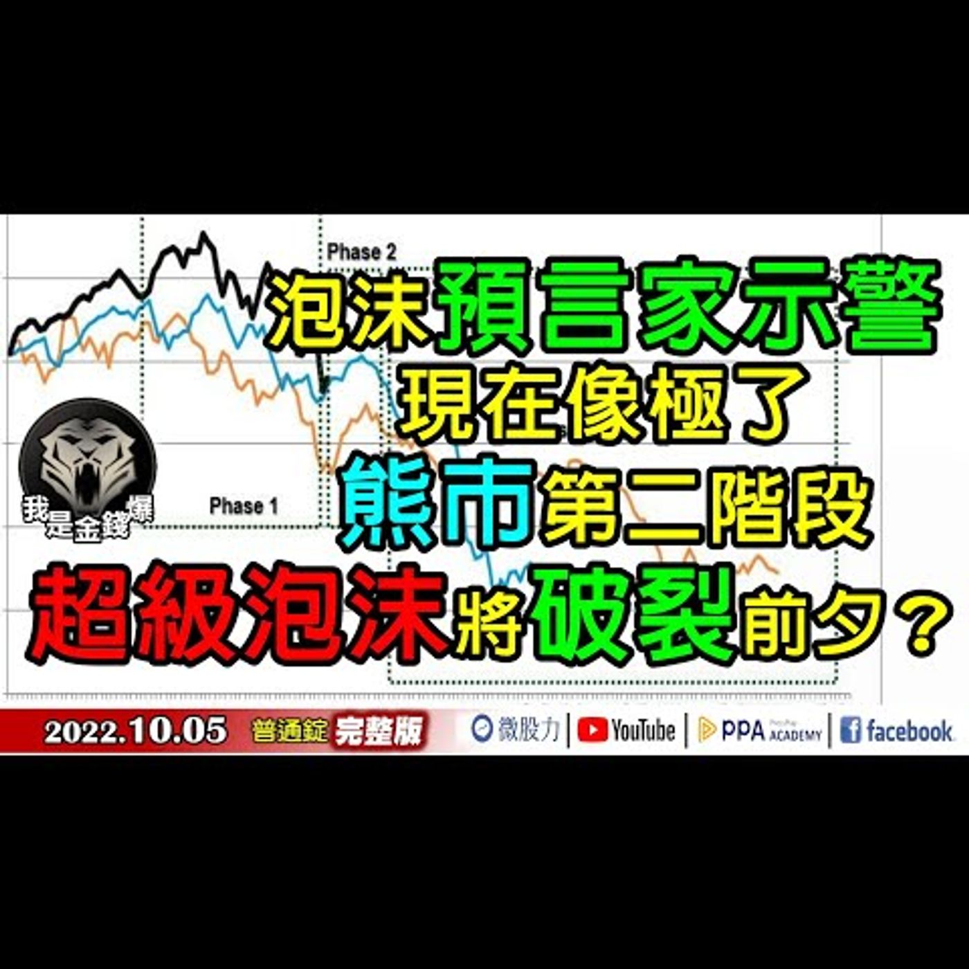 泡沫預言家示警！現在像極了熊市第二階！超級泡沫將破裂前夕？《我是金錢爆》普通錠 2022.1005 episode artwork