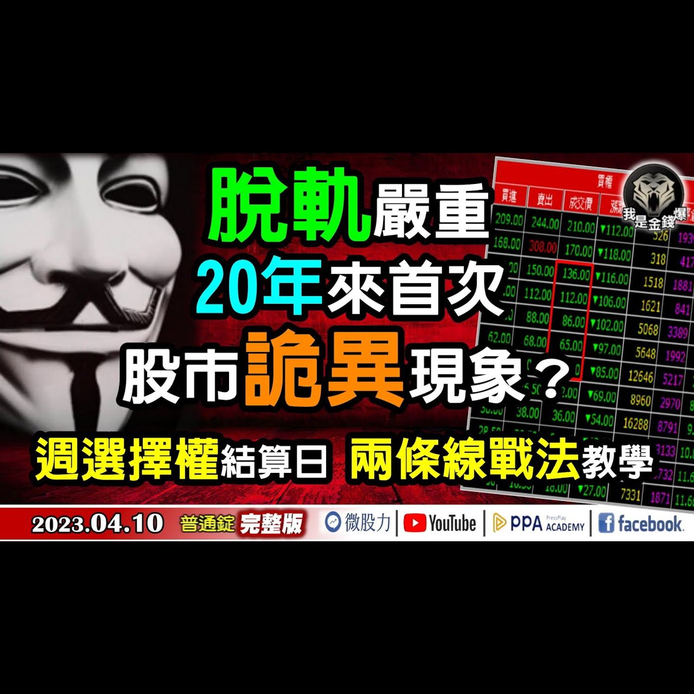 脫軌嚴重20年來首見？股市詭異現象？週選擇權兩線戰法教學？《我是金錢爆》普通錠 2023.0410 episode artwork