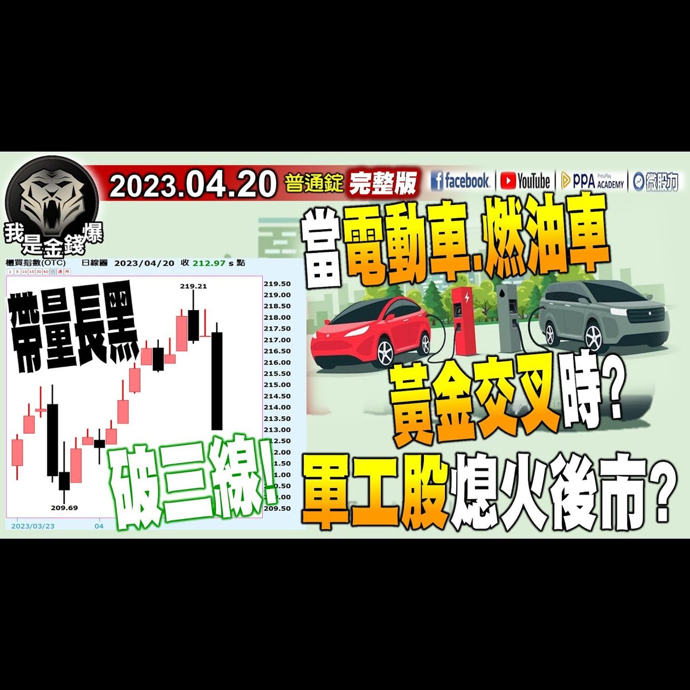 電動車、燃油車黃金交叉？櫃買帶量長黑破三線！軍工熄火後市？《我是金錢爆》普通錠 2023.0420 episode artwork
