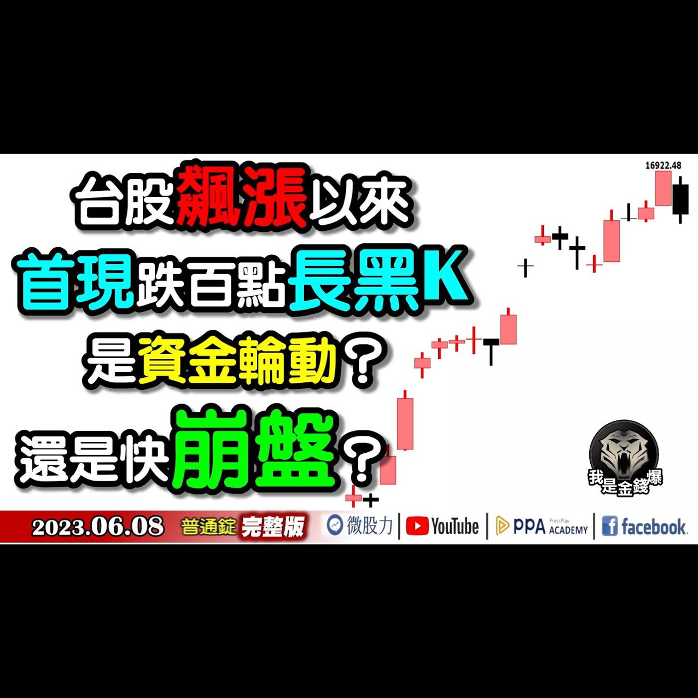 台股飆漲以來！首現跌百點長黑K！是資金的輪動？還是快崩盤？《我是金錢爆》普通錠 2023.0608 episode artwork