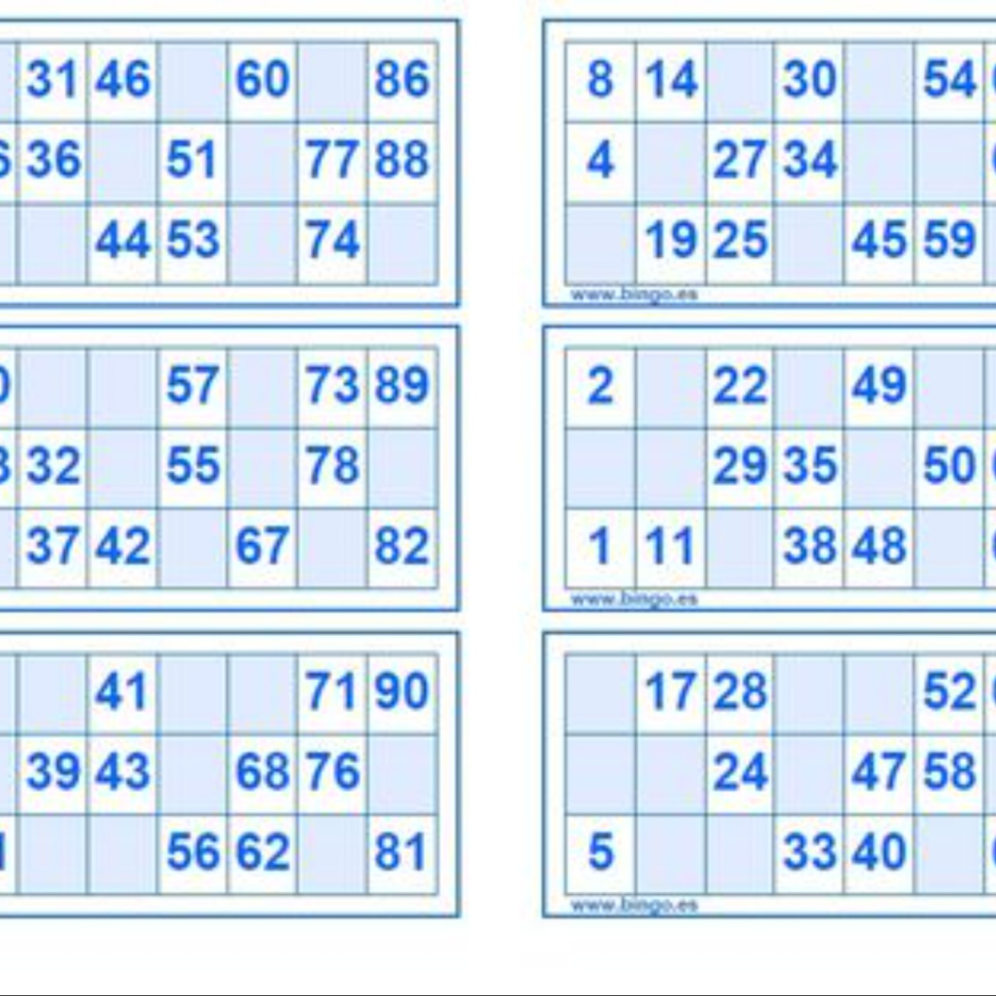 Imprimir Cartones de Bingo Gratis en PDF