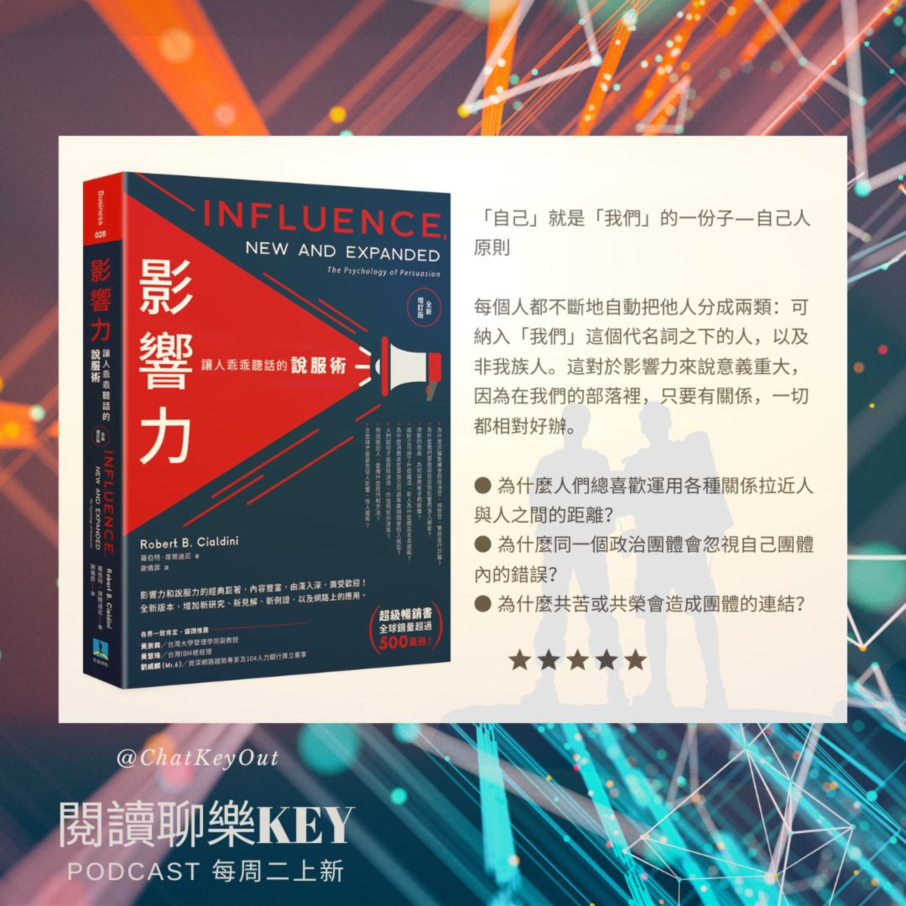 EP66《影響力》◆去冰系列◆最新影響力原則「自己人(聯盟)」:運用“我們感”提升喜好與支持度!手機前、同樣愛聽podcast好節目的家人們,快來發掘「我輩中人」與「非我族類」的關鍵區別。