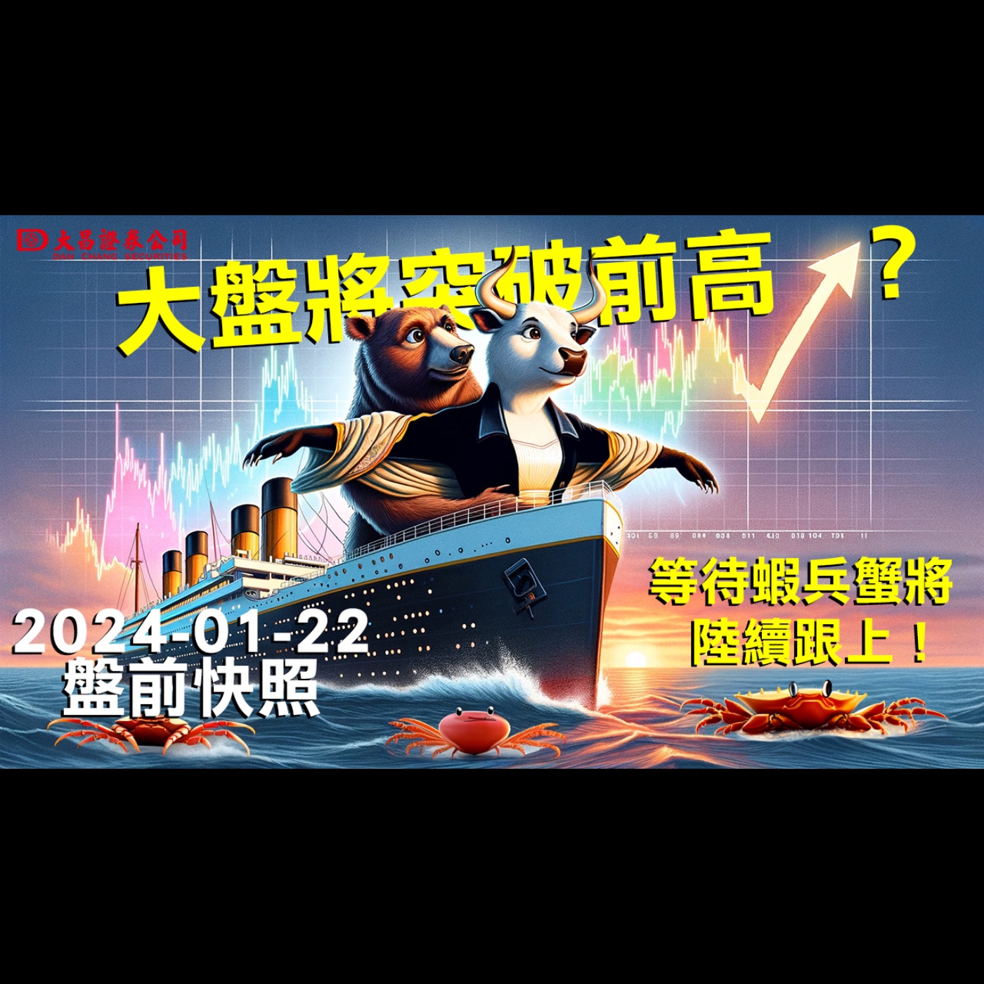 【大昌證券】2024年1月22日盤前快照：大盤將突破前高？等待蝦兵蟹將陸續跟上！ episode artwork