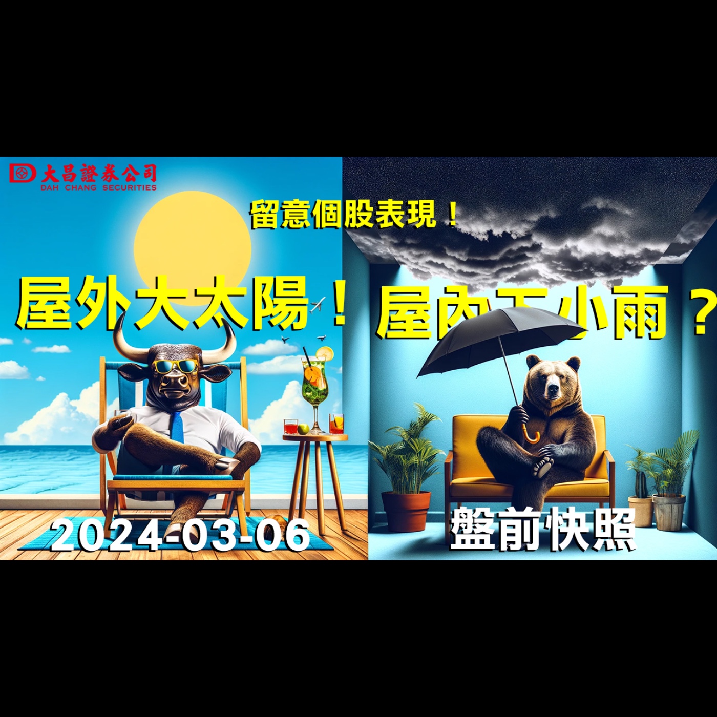 【大昌證券】2024年3月6日盤前快照：屋外大太陽，屋內下小雨？留意個股表現！ episode artwork