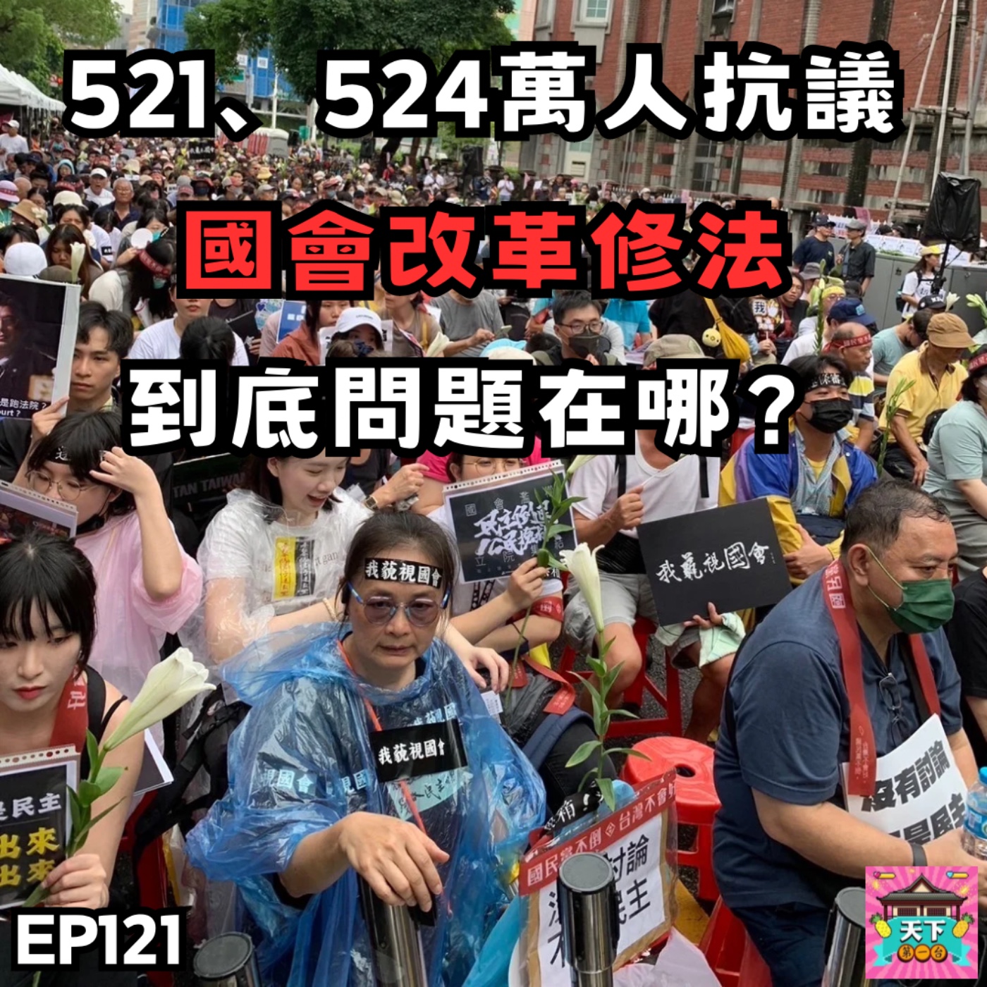 cover of episode EP121 立法院打架，524、528上萬人包圍，問題到底出在哪？藍白綠三黨各自的盤算是什麼？國會改革修法懶人包