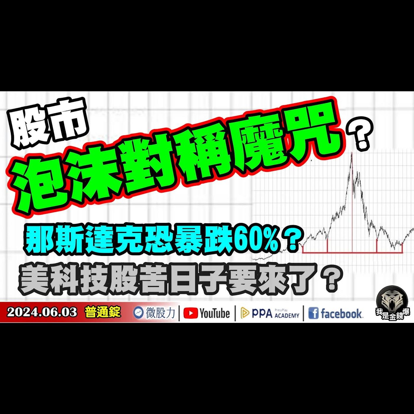 那斯達克恐暴跌60%？股市泡沫對稱魔咒？美國科技股苦日子要來了？《我是金錢爆》普通錠 2024.0603 #大K曾煥文 #財經V怪客 Vincent #台股大師 杜金龍 杜大師 episode artwork