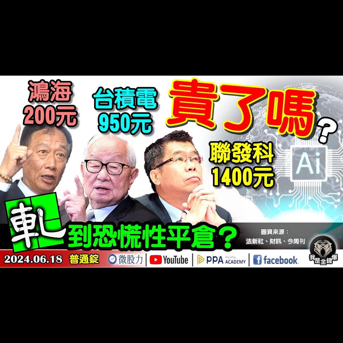 鴻海200？台積電950？聯發科1400？貴了嗎？軋到恐慌性平倉？《我是金錢爆》普通錠 2024.0618 #大K曾煥文 #籌碼專家 阿斯匹靈 #資深分析師 連乾文 阿文師 episode artwork