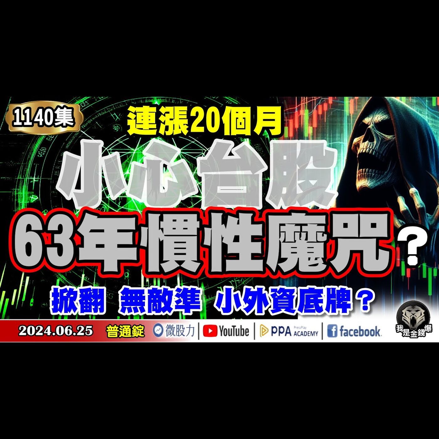 台股連漲20個月!小心63年慣性魔咒？阿哥掀翻無敵準小外資底牌？《我是金錢爆》普通錠 2024.0625 #大K曾煥文 #籌碼專家 阿斯匹靈 #台股大師 杜金龍 杜大師 episode artwork