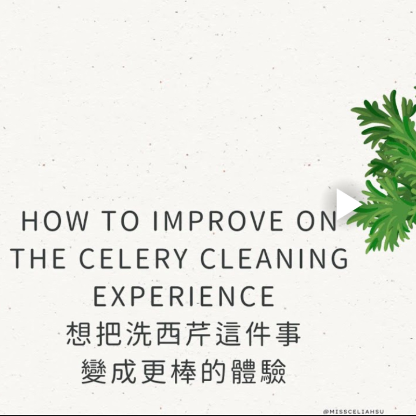 想把洗西芹這件事，變成更棒的體驗 音檔(2023)Going for a faster, cleaner and happier celery cleaning experience.