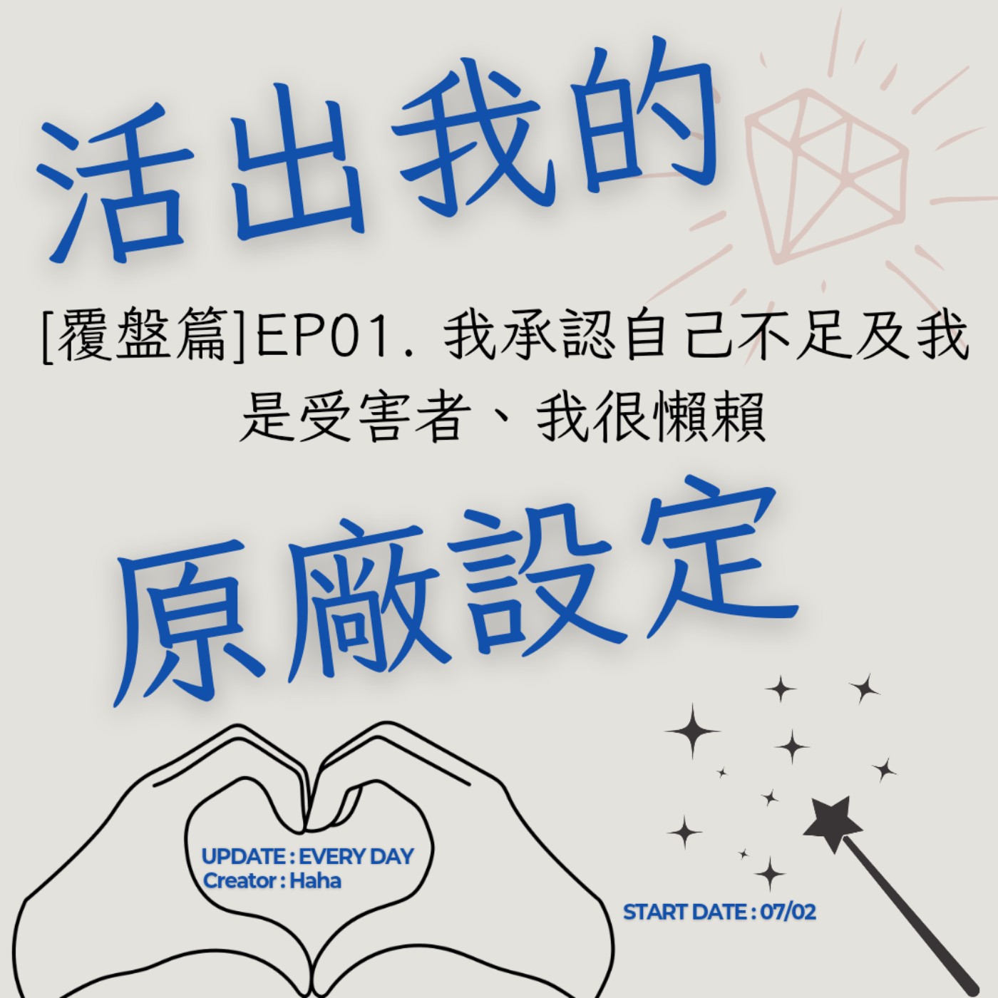 68【聲音版】【活出我的原廠設定覆盤篇EP01】 我承認我的不足及我是是害者、我很懶賴|太嚴肅請斟酌服用|主持人Haha|生職涯諮詢師上線|故事時間到|讓文字擁有空間|開創自己的道路|Haha Land