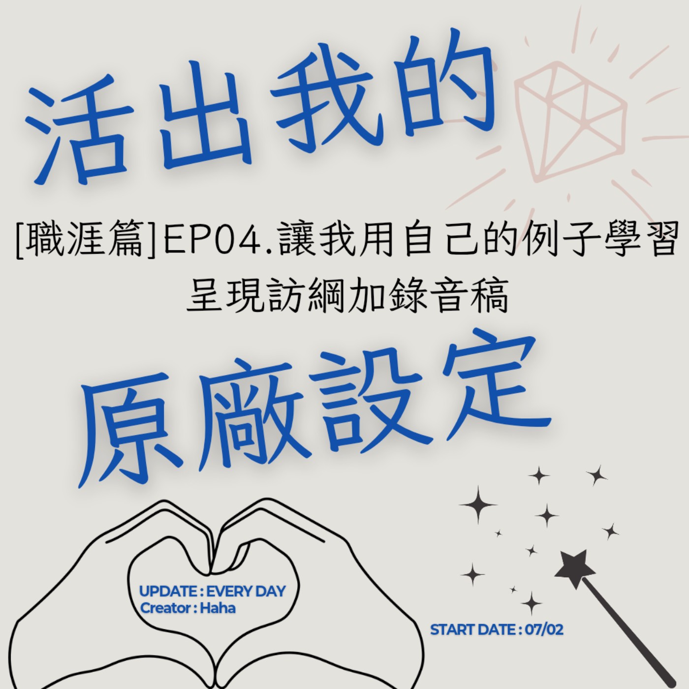 70【聲音版】【活出我的原廠設定職涯篇EP04】 讓我用自己的例子學習呈現訪綱加錄音稿|主持人Haha|一位諮詢師的誕生|故事時間到|讓文字擁有空間|開創自己的道路|Haha Land
