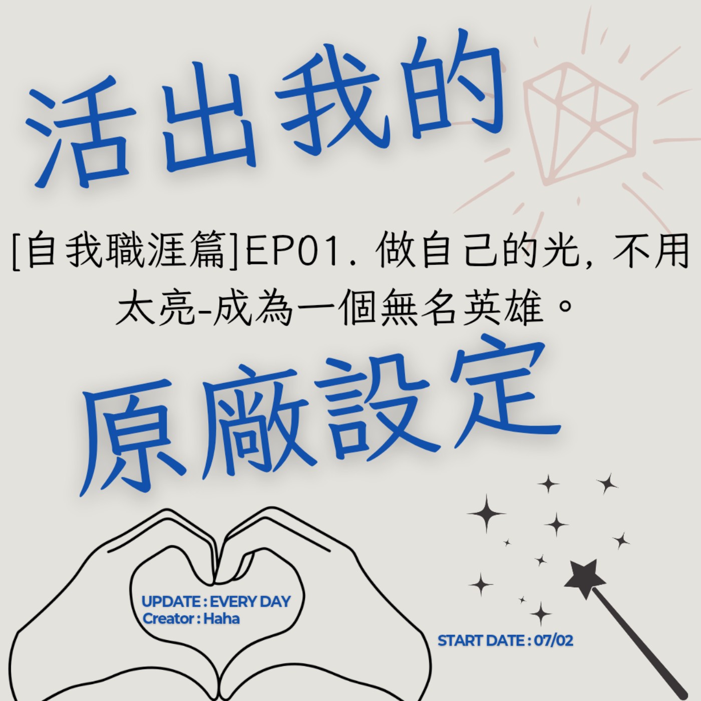 75【聲音版】【活出我的原廠設定自我職涯篇EP01】 做自己的光,不用太亮—成為一個無名英雄|主持人Haha|生職涯諮詢師上線|故事時間到|讓文字擁有空間|開創自己的道路|Haha Land