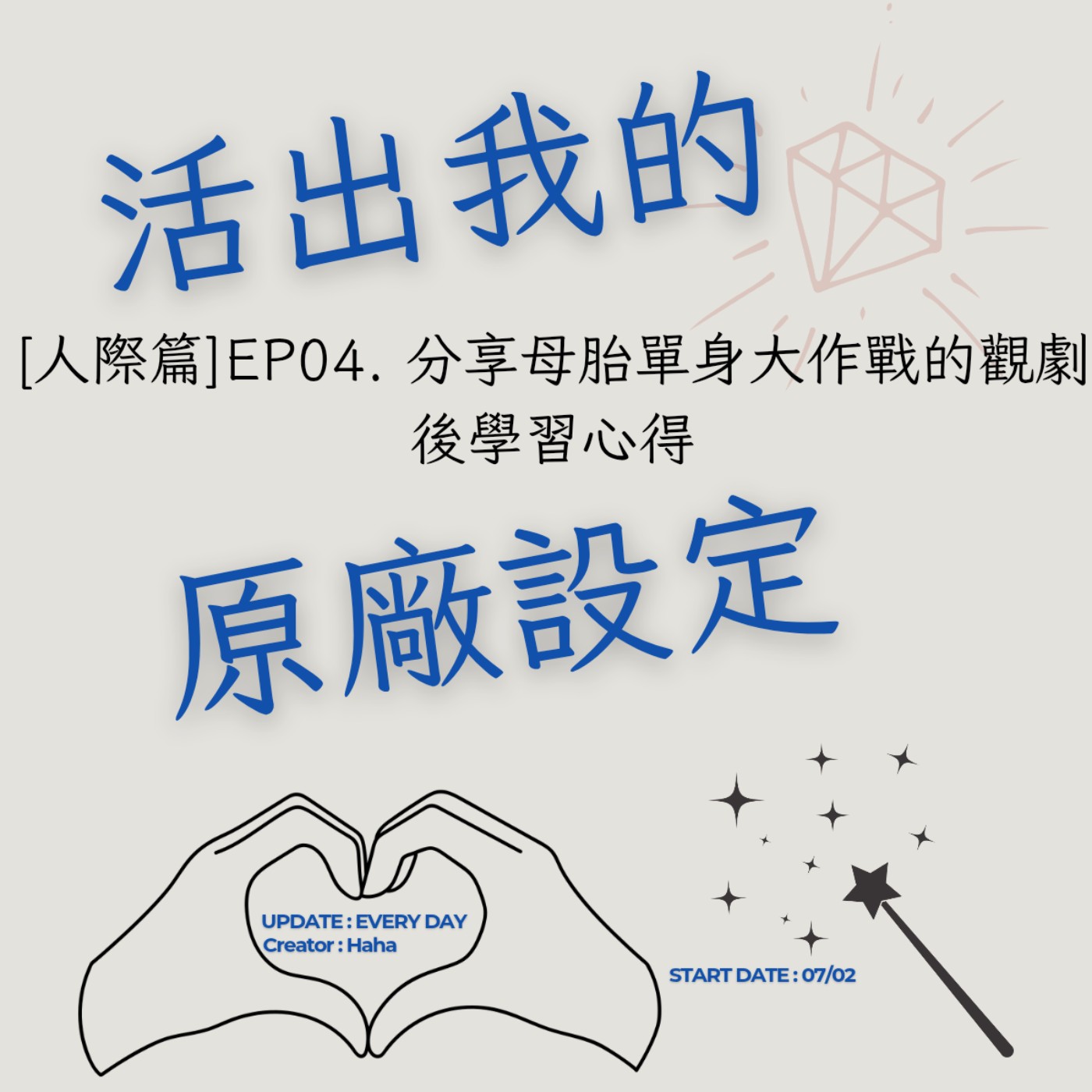80【聲音版】【活出我的原廠設定人際篇EP04】 分享母胎單身大作戰的觀劇後學習心得|主持人Haha|生職涯諮詢師上線|故事時間到|讓主持成為說話的藝術|讓文字擁有空間|開創自己的道路|Haha Land