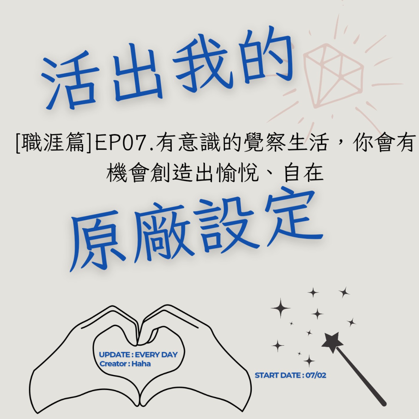 81【聲音版】【活出我的原廠設定職涯篇EP07】 有意識的覺察生活,你會有機會創造出愉悅、自在|主持人Haha|生職涯諮詢師上線|故事時間到|讓文字擁有空間|開創自己的道路|Haha Land