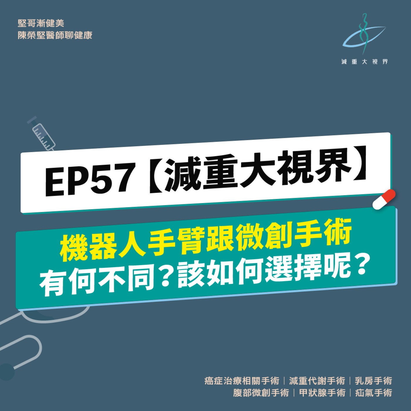 EP57【減重大視界】機器人手臂跟微創手術有何不同？該如何選擇呢？ episode artwork
