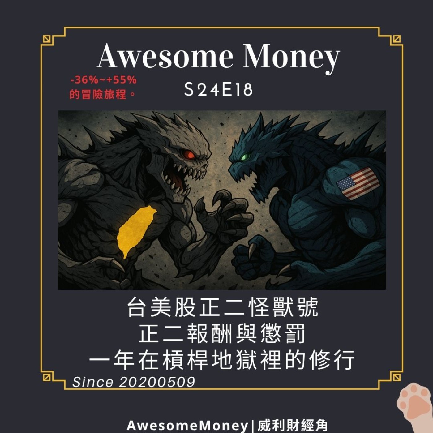 S24EP18|台美股正二怪獸八號。-36%~+55%的冒險旅程。正二報酬與懲罰,一年在槓桿地獄裡的修行。正二定期定額實驗第二期 S24EP18|台美股正二怪獸八號。-36%~+55%的冒險旅程。正二報酬與懲罰,一年在槓桿地獄裡的修行。正二定期定額實驗第二期