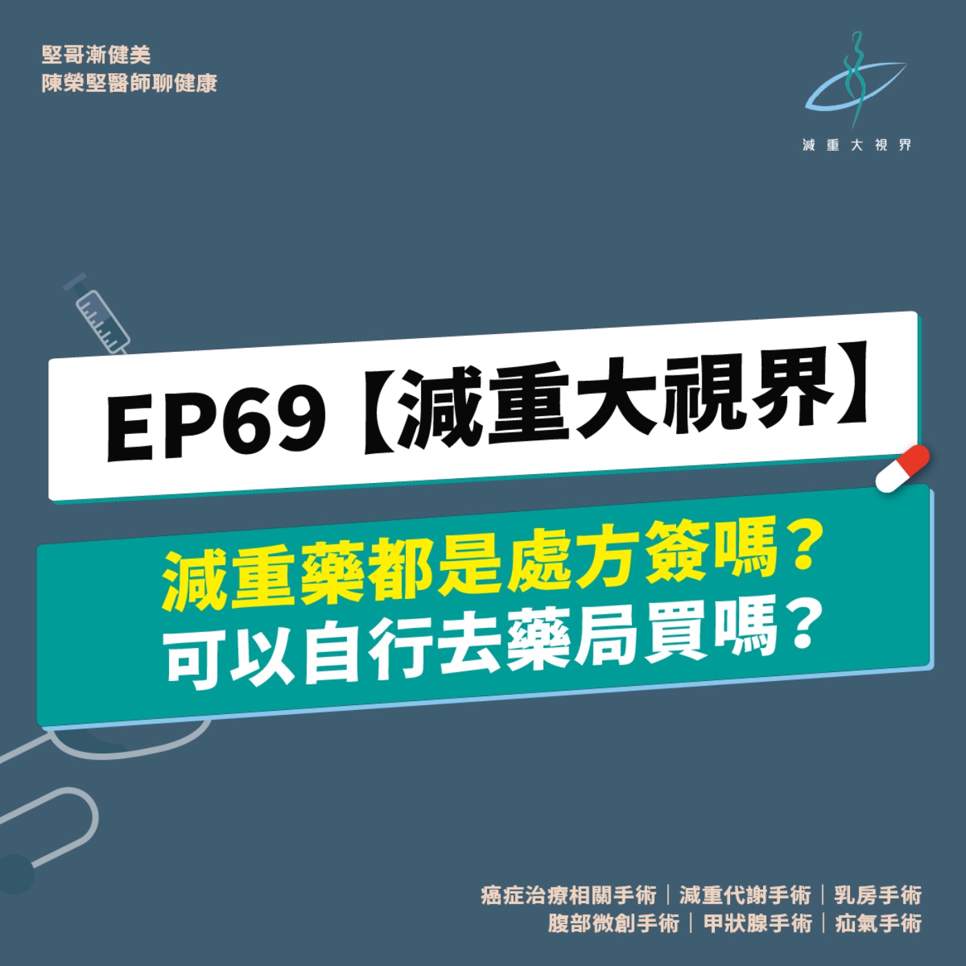 EP69【減重大視界】減重藥需要處方嗎？可以自行去藥局買嗎？（陳榮堅醫師） episode artwork
