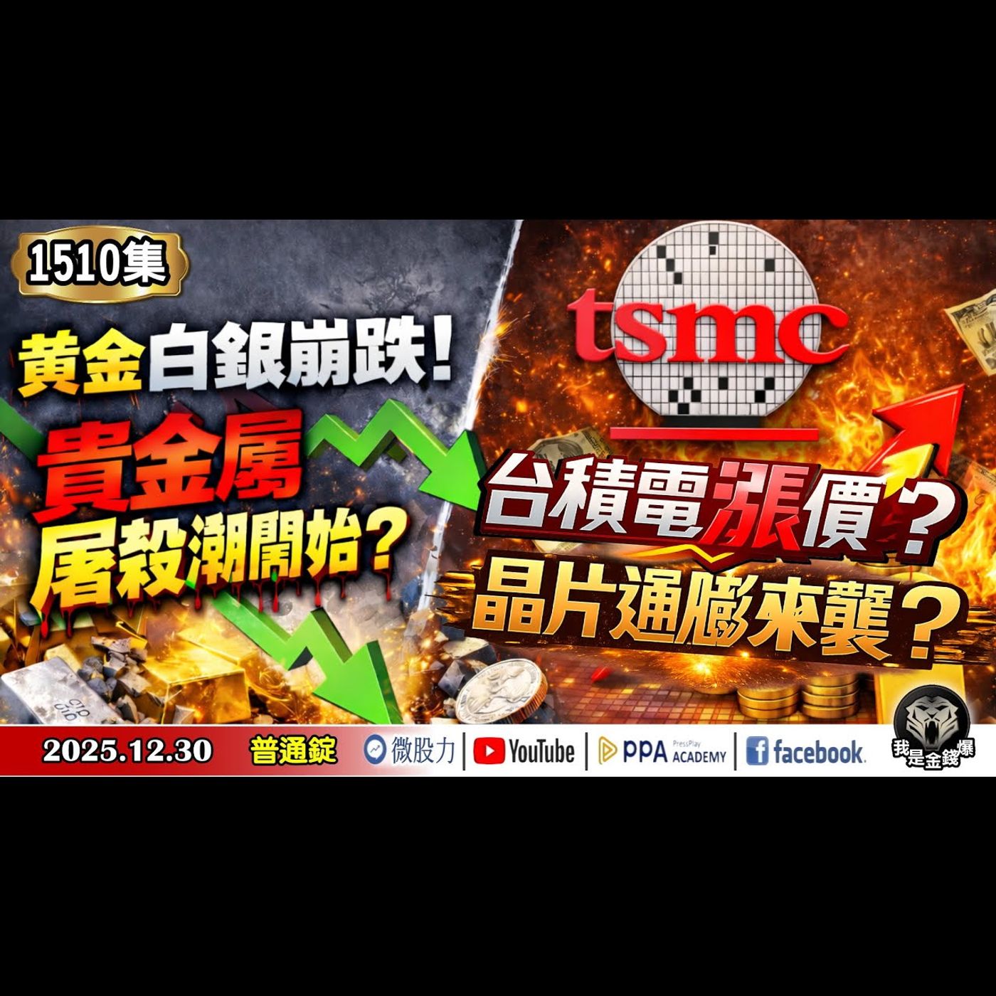 台積電漲價？小心晶片通膨來襲！黃金白銀崩跌！貴金屬屠殺潮開始？恐慌指標每次創新低就噴出？《我是金錢爆》普通錠 2025.1230 #大K分析師(曾煥文) #阿斯匹靈(邱正偉) #王兆立 episode artwork