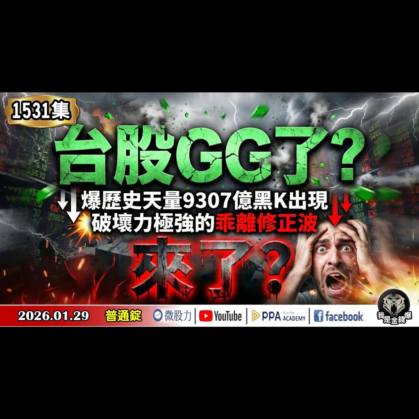 台股GG了?爆歷史天量9307億黑K出現!破壞力極強的乖離修正波!來了?《我是金錢爆》普通錠 2026.0129 #大K分析師(曾煥文) #財經V怪客(馮泉富) #黃啟乙(降息|爆量|轉折|AI) 台股GG了?爆歷史天量9307億黑K出現!破壞力極強的乖離修正波!來了?《我是金錢爆》普通錠 2026.0129 #大K分析師(曾煥文) #財經V怪客(馮泉富) #黃啟乙(降息|爆量|轉折|AI)