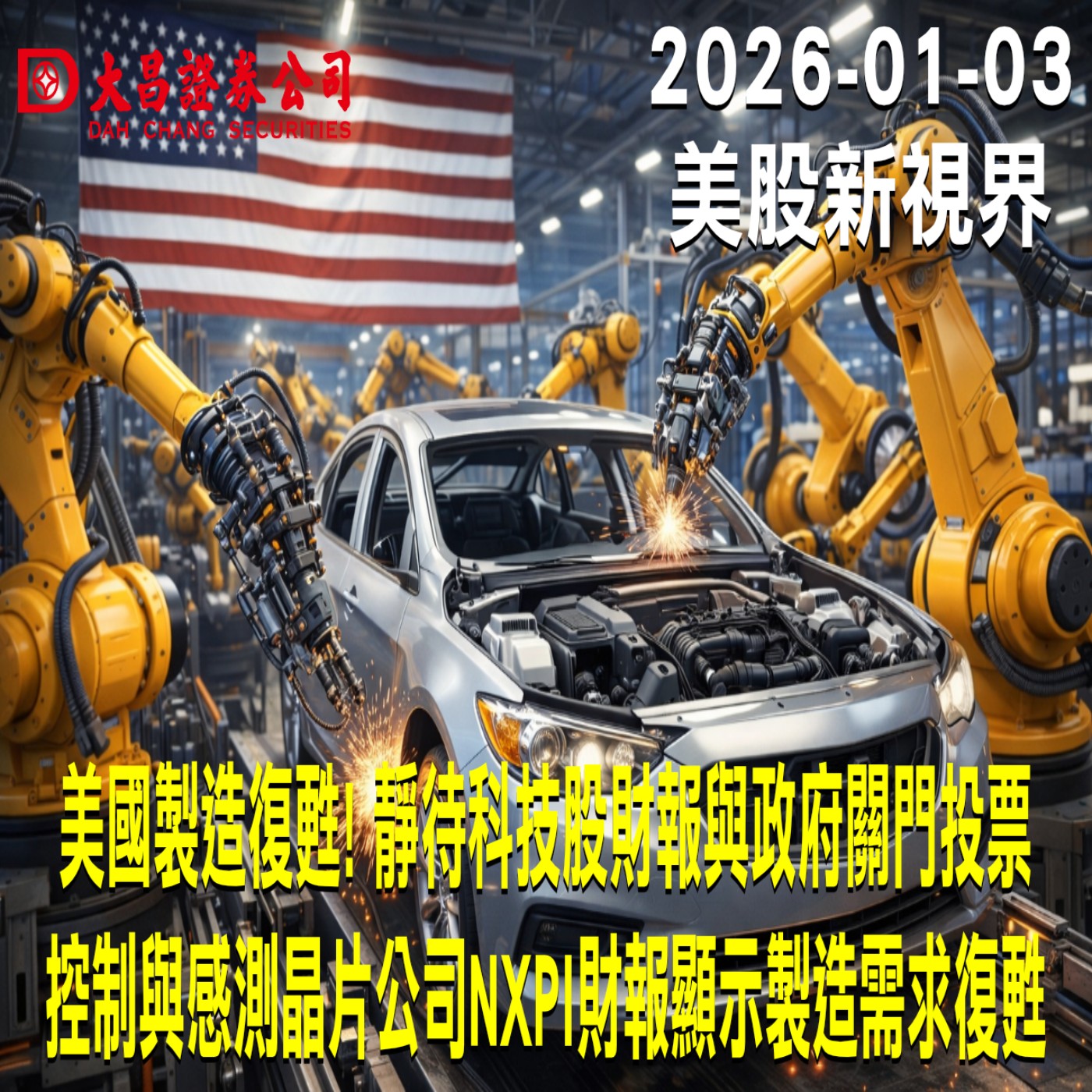 【大昌證券】2025年2月3日美股新視界：美國製造復甦! 靜待科技股財報與政府關門投票  控制與感測晶片公司NXPI財報顯示製造需求復甦
