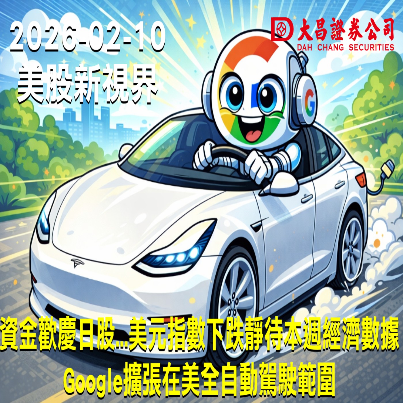 【大昌證券】2025年2月10日美股新視界：資金歡慶日股美元指數下跌靜待本週經濟數據  Google擴張在美全自動駕駛範圍