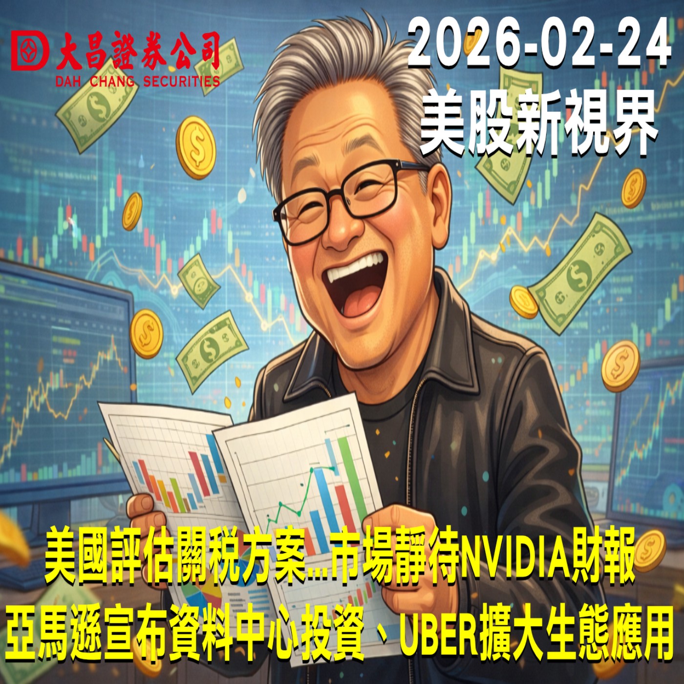 【大昌證券】2025年2月24日美股新視界：美國評估關稅方案...市場靜待NVIDIA財報  亞馬遜宣布資料中心投資、UBER擴大生態應用