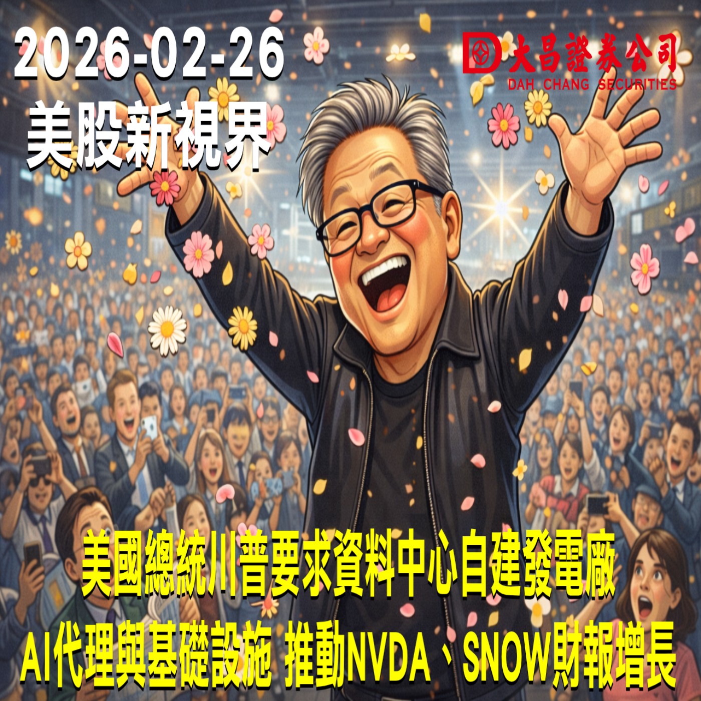 【大昌證券】2025年2月26日美股新視界：美國總統川普要求資料中心自建發電廠  AI代理與基礎設施 推動NVDA、SNOW財報增長