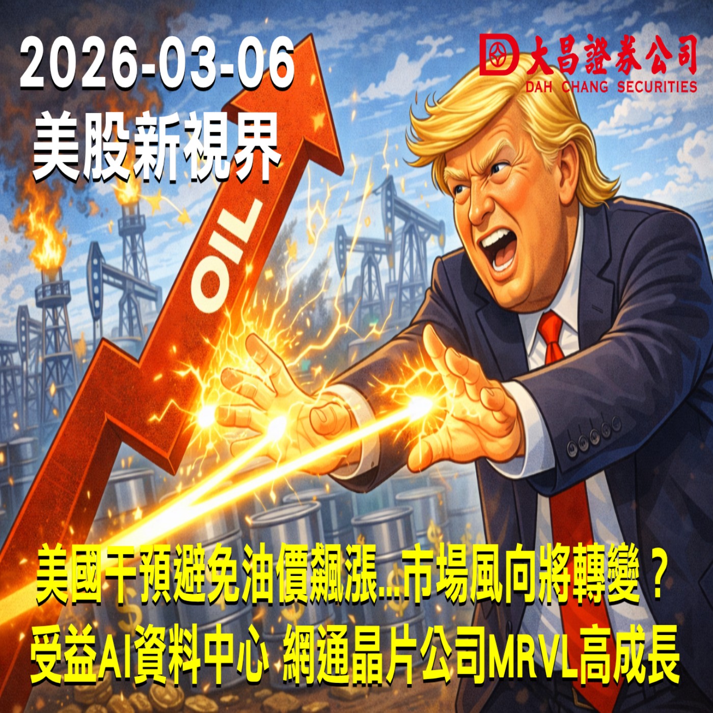 【大昌證券】2026年3月6日美股新視界：美國干預避免油價飆漲...市場風向將轉變？  受益AI資料中心 網通晶片公司MRVL高成長
