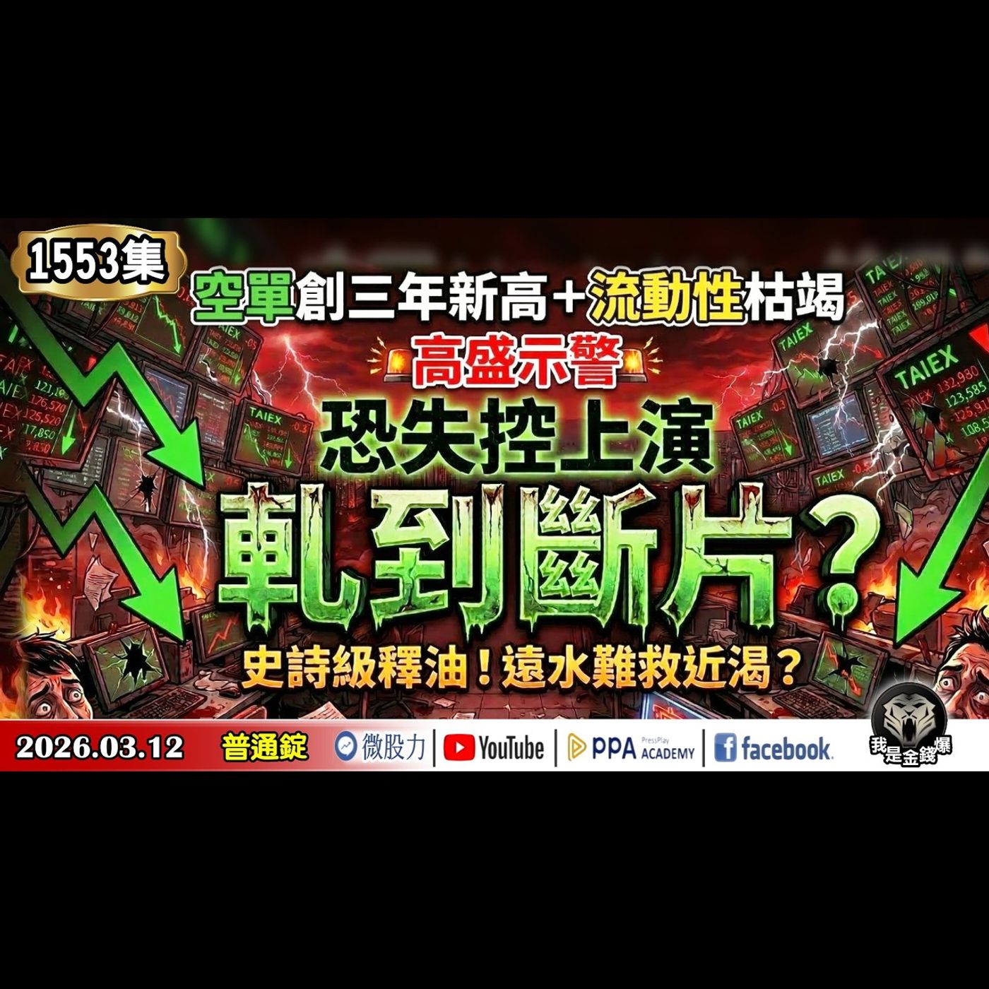 空單創三年新高＋流動性枯竭！高盛示警：恐失控上演軋到斷片？史詩級釋油！遠水難救近渴？ 《我是金錢爆》普通錠 2026.0312 #大K分析師(曾煥文) #財經V怪客(馮泉富) #黃啟乙(美伊戰爭|) episode artwork
