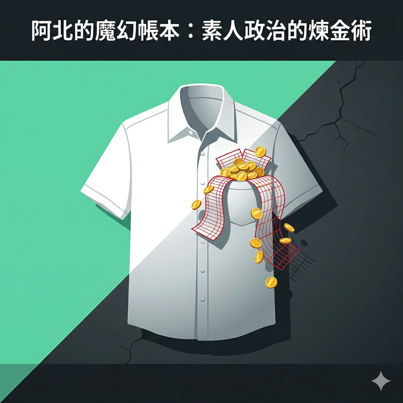 《阿北的魔幻帳本：素人政治的煉金術》第一集：幻象破滅—「政治素人」的財務黑箱與人設崩塌 episode artwork