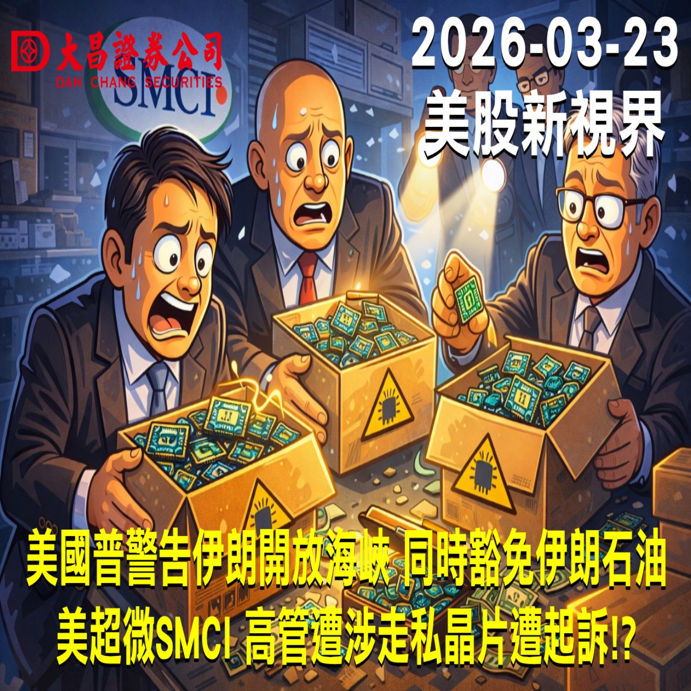 【大昌證券】2026年3月23日美股新視界：美國普警告伊朗開放海峽 同時豁免伊朗石油  美超微SMCI 高管遭涉走私晶片遭起訴!?