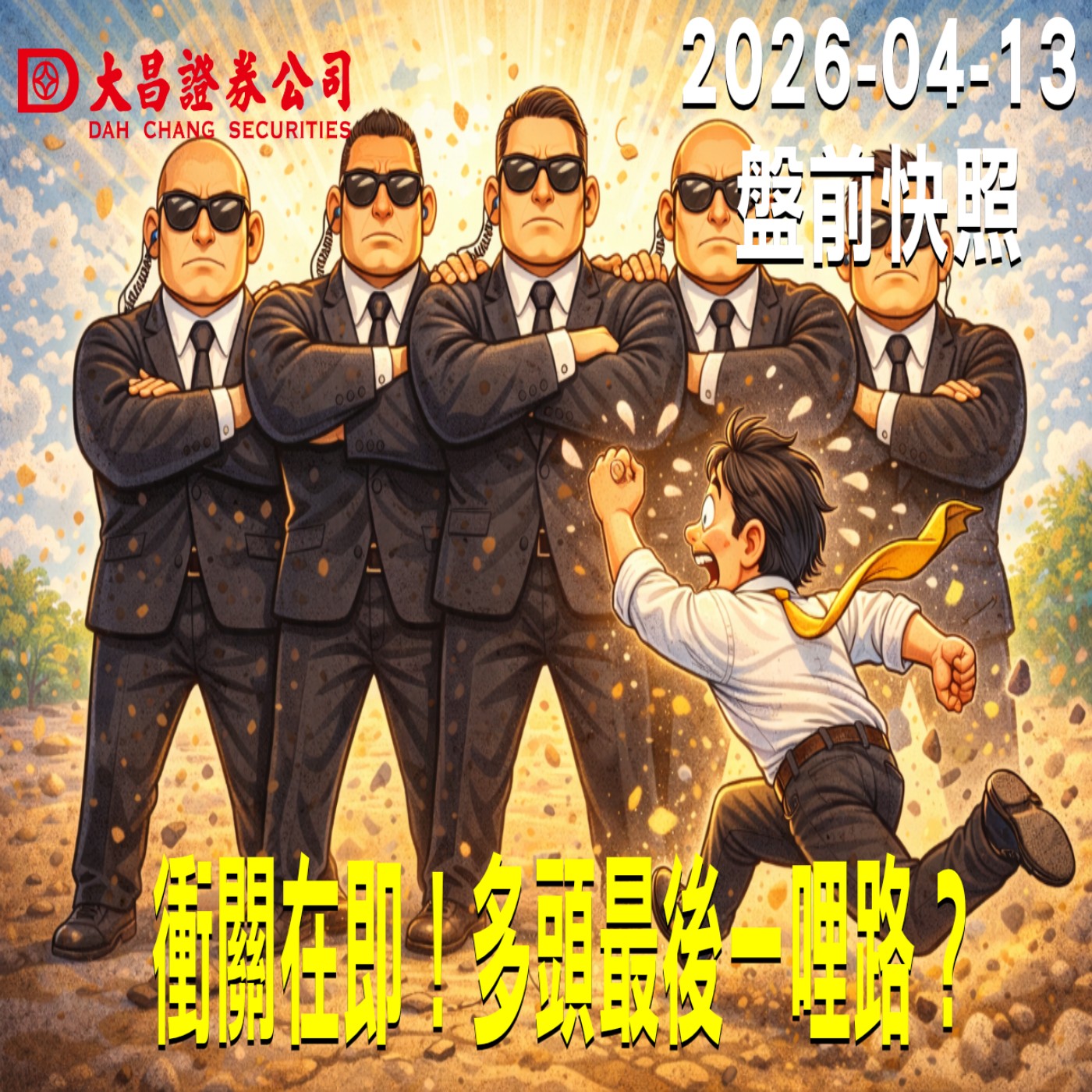 【大昌證券】2026年4月13日 盤前快照: 衝關在即!多頭最後一哩路?
