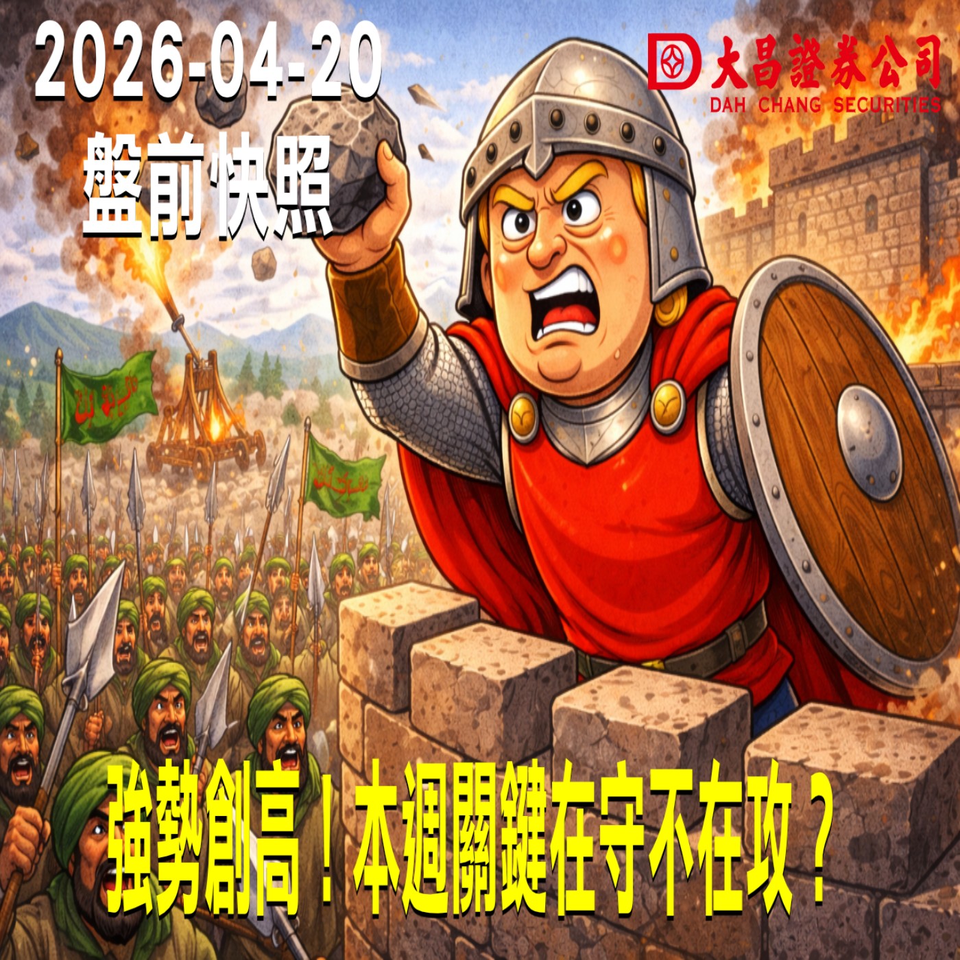 【大昌證券】2026年4月20日 盤前快照: 🚀強勢創高!本週關鍵在守不在攻?