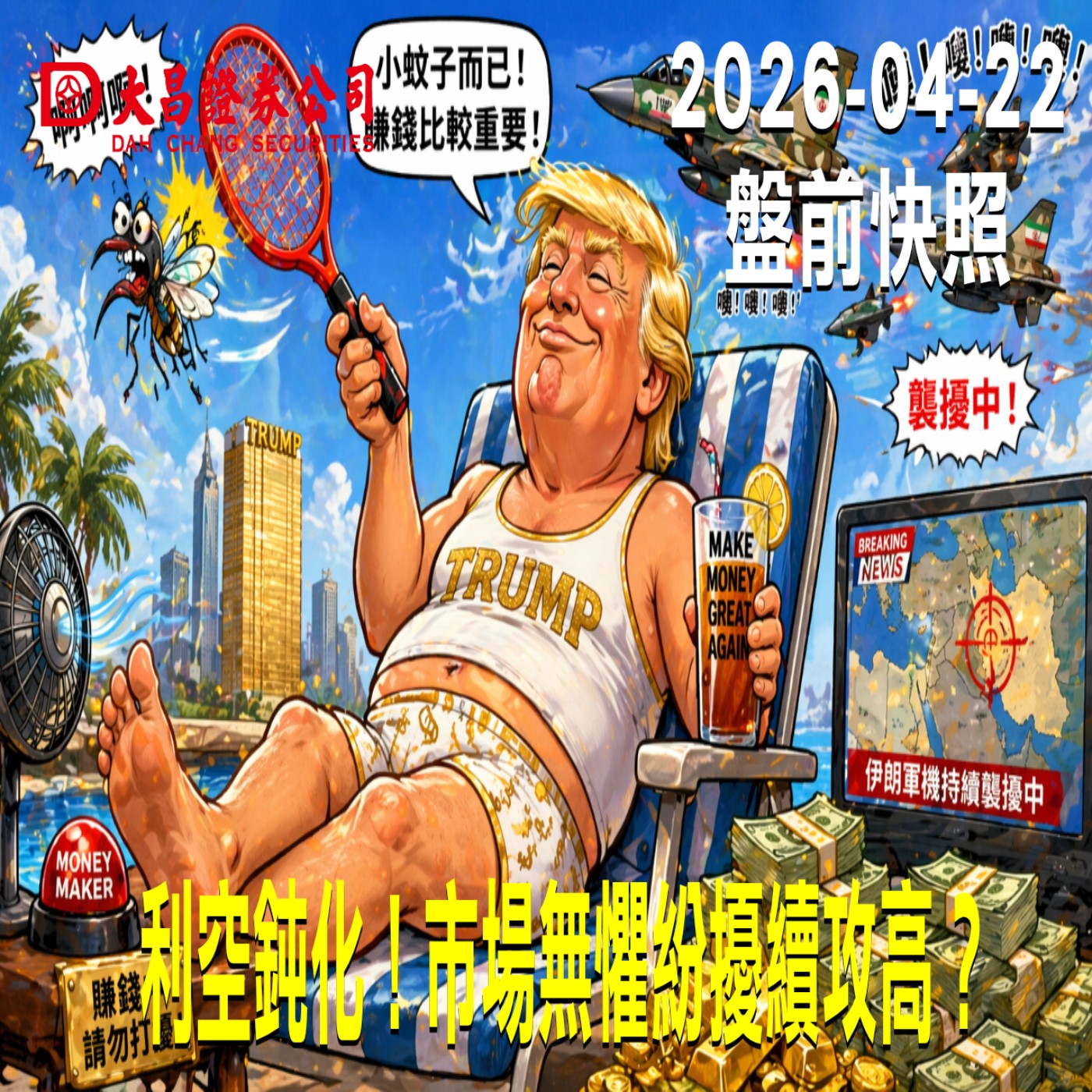 【大昌證券】2026年4月22日 盤前快照: 利空鈍化!市場無懼紛擾續攻高?