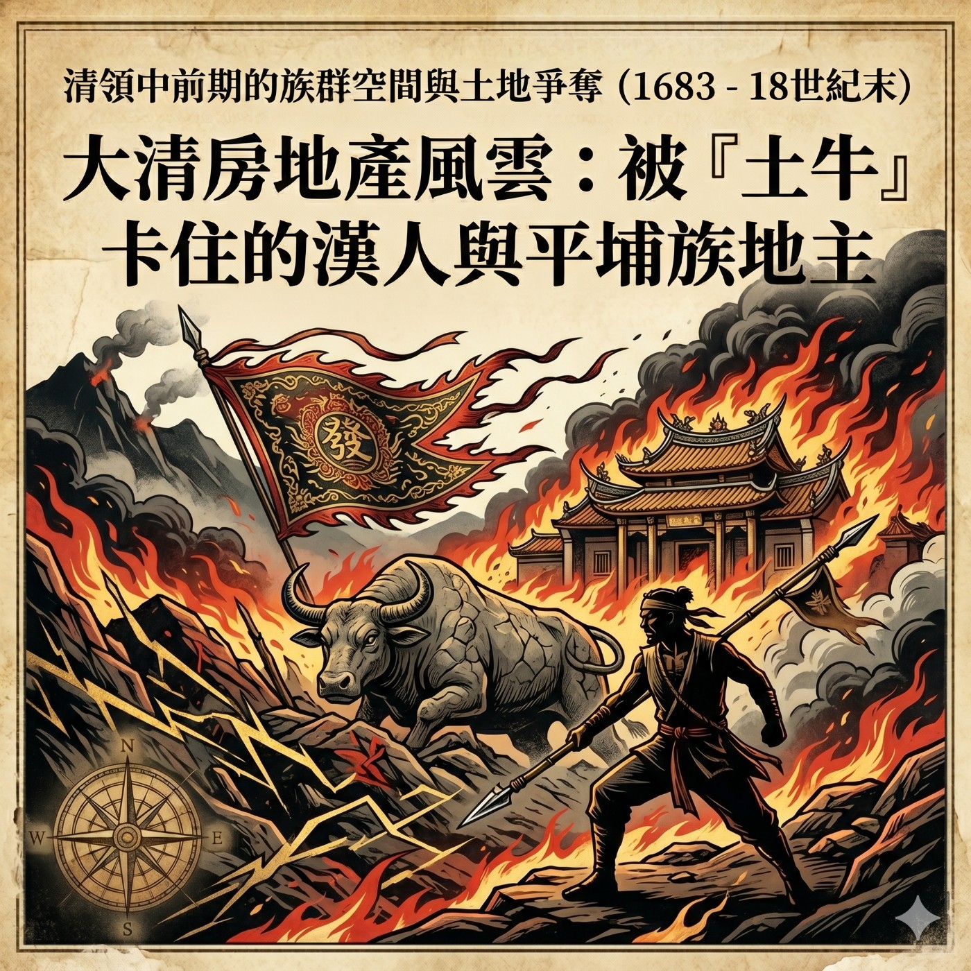 「系列二：清領中前期的族群空間與土地爭奪（1683 - 18世紀末）」「大清房地產風雲：被『土牛』卡住的漢人與平埔族地主」第 1 集：界線的開端與三層式空間構想：從朱一貴事件到「紅線」 episode artwork