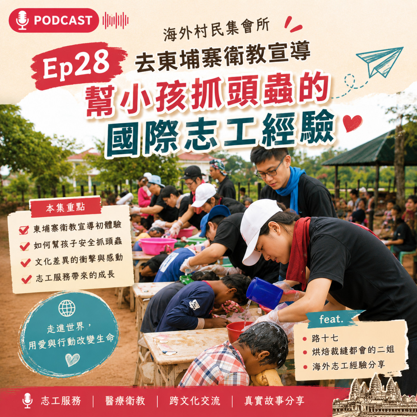 Ep28【去柬埔寨衛教宣導-幫小孩抓頭蝨的的國際志工經驗】 episode artwork