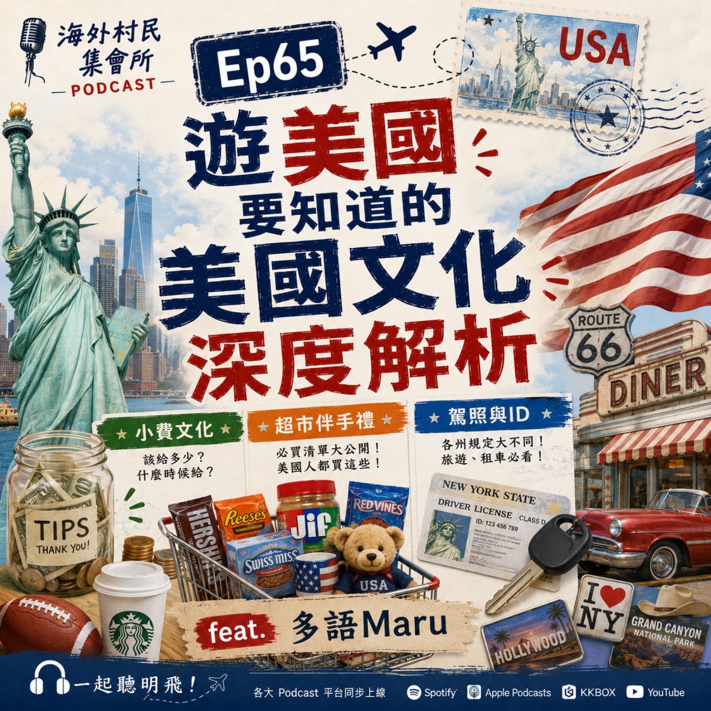 Ep65 【遊美國要知道的美國文化深度解析：小費文化.超市伴手禮.駕照與ID】 episode artwork