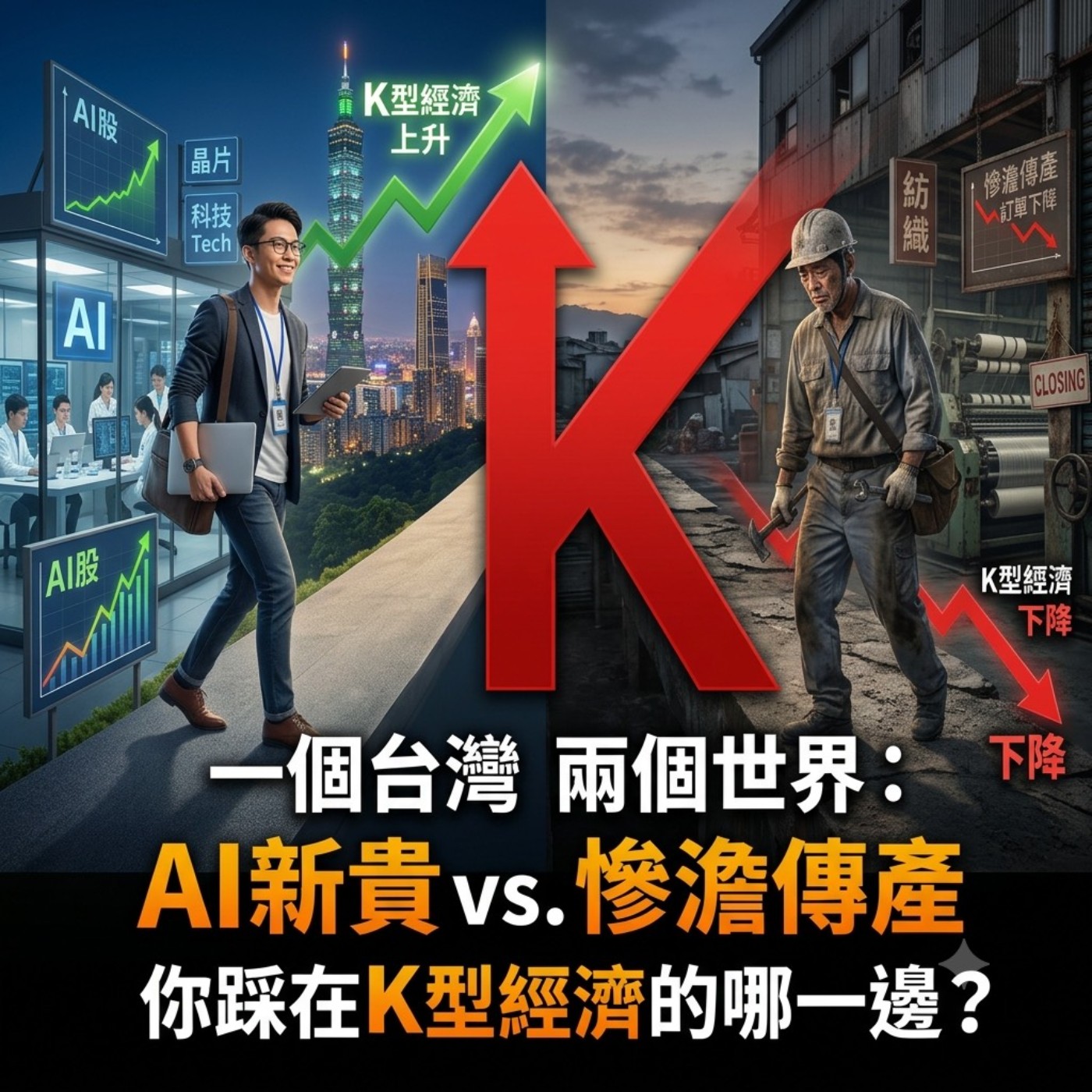 EP145 一個台灣兩個世界：AI新貴 vs. 慘澹傳產，你踩在K型經濟的哪一邊？