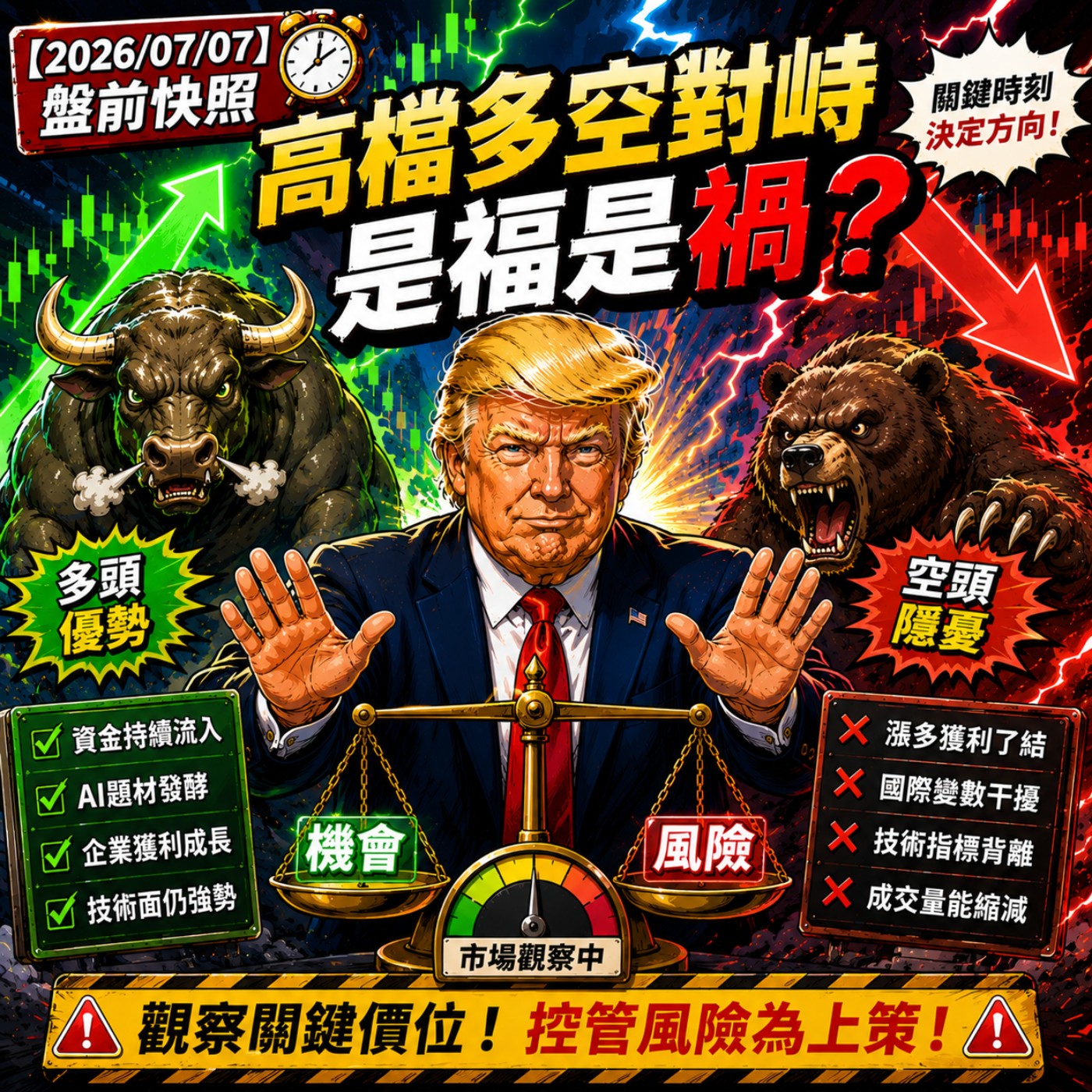 【2026/07/07】盤前快照:高檔多空對峙,是福是禍?