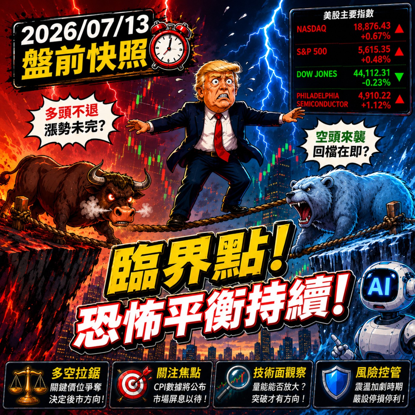 【2026/07/13】盤前快照:臨界點!恐怖平衡持續!
