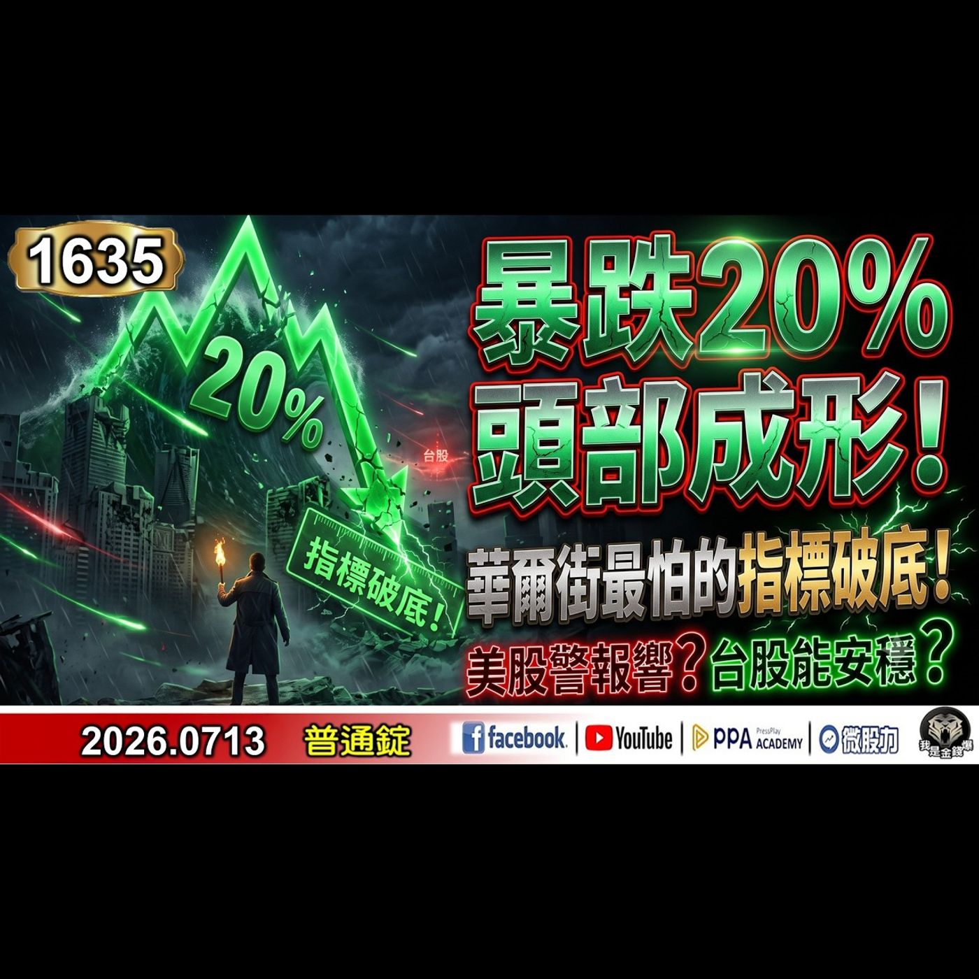 暴跌20%頭部成形！華爾街最怕的指標破底！美股警報響？台股能安穩？《我是金錢爆》普通錠 2026.0713 #大K分析師(曾煥文) #財經V怪客 Vincent #資深分析師 連乾文(台股|原油) episode artwork