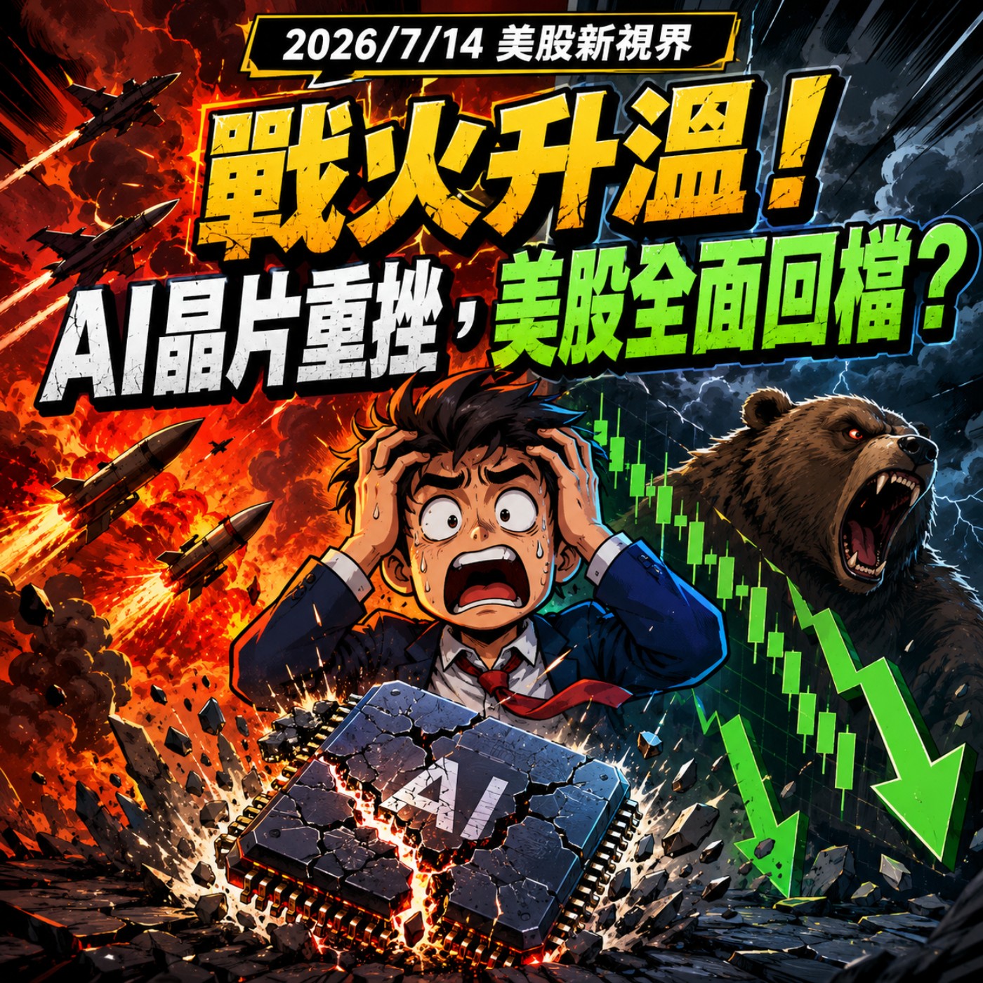 2026/7/14美股新視界:戰火升溫!AI晶片重挫,美股全面回檔?