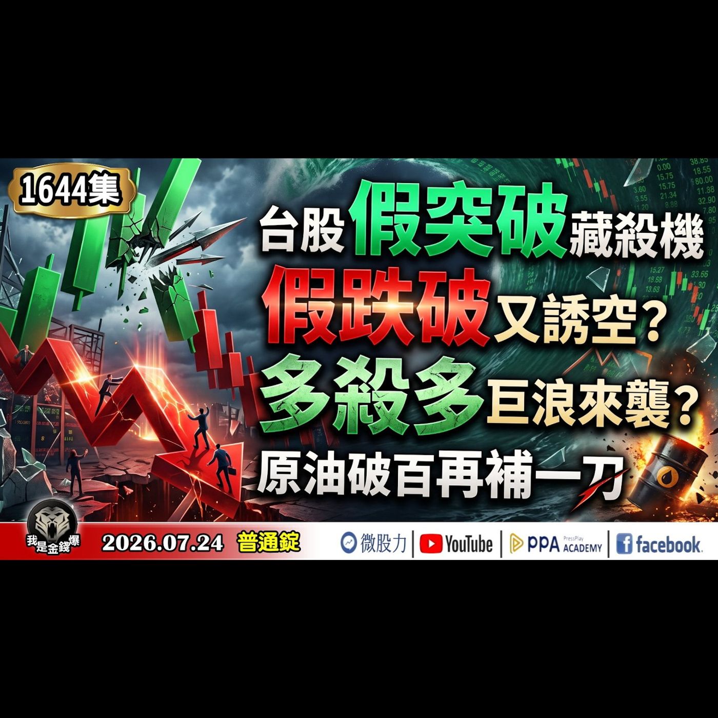 台股「假突破」藏殺機！「假跌破」又誘空？多殺多巨浪來襲？原油破百再補一刀？《我是金錢爆》普通錠 2026.0724 #大K分析師(曾煥文) #阿斯匹靈(邱正偉) #計弘仁(台股|AI|通膨|原油|) episode artwork