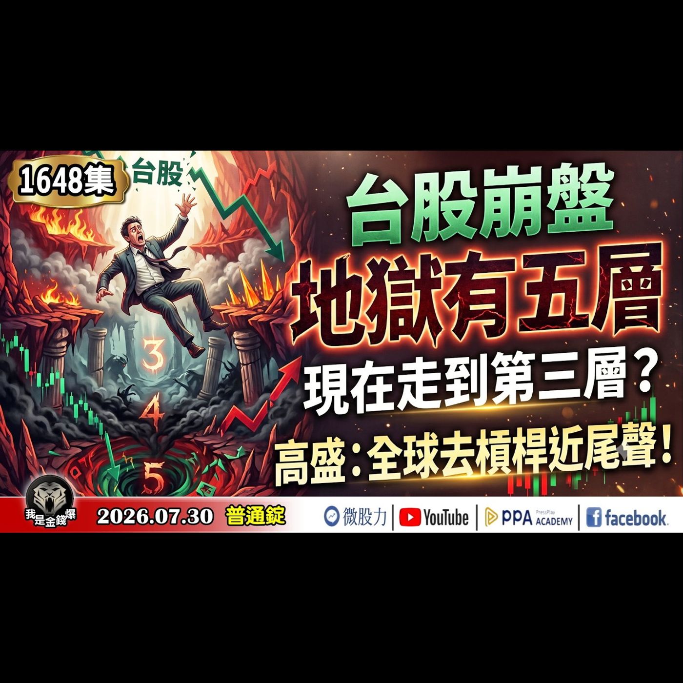 台股崩盤地獄有五層！現在走到第三層？高盛：全球去槓桿近尾聲！《我是金錢爆》普通錠 2026.0730 #大K分析師(曾煥文) #財經V怪客(馮泉富) #黃啟乙(台股|美股|AI|半導體|通膨|空頭) episode artwork