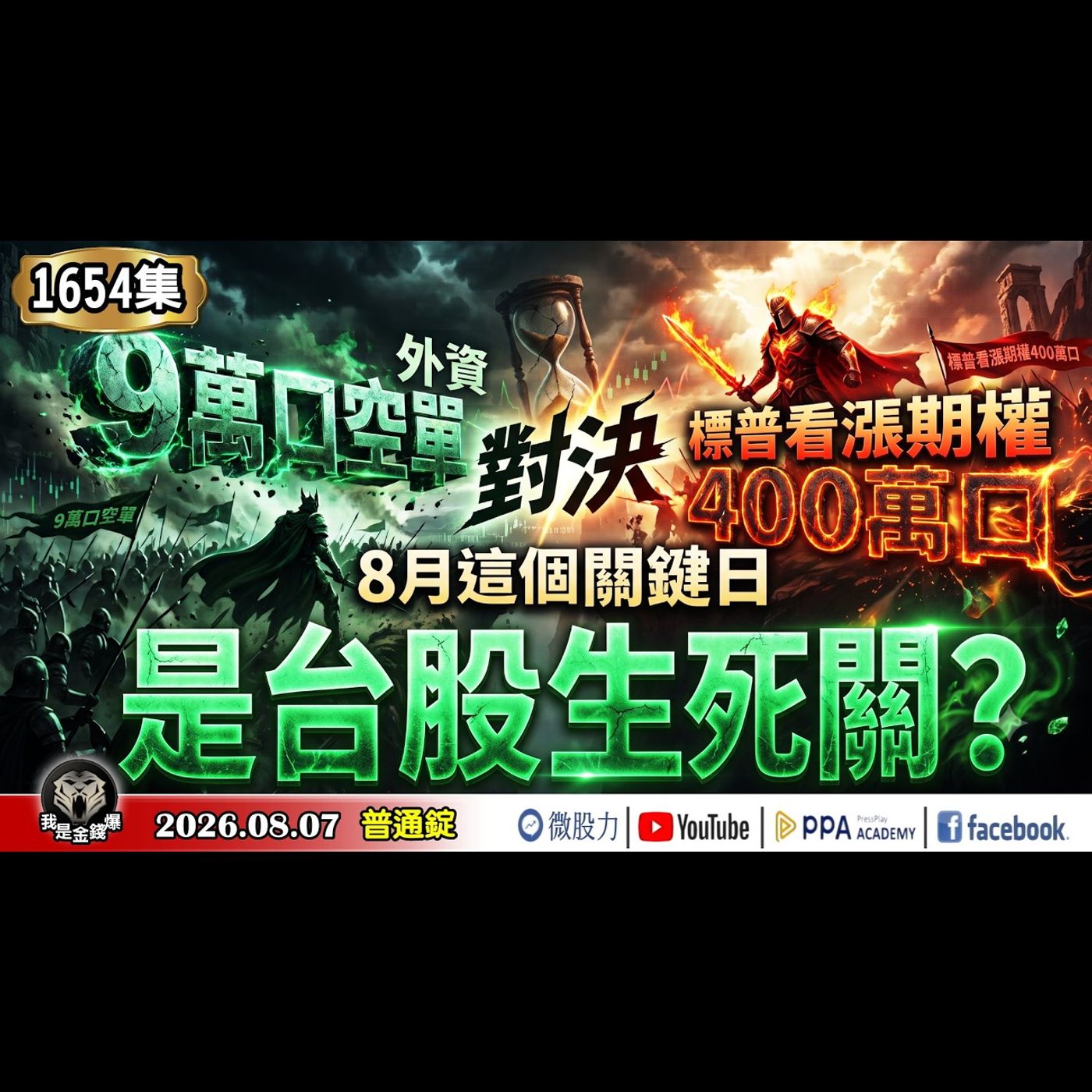 警報狂響！外資9萬口空單「對決」標普看漲期權400萬口！8月這個關鍵日是台股生死關？《我是金錢爆》普通錠 2026.0807 #大K分析師(曾煥文) #阿斯匹靈 #大人哥(台股|美股|AI|半導體|) episode artwork